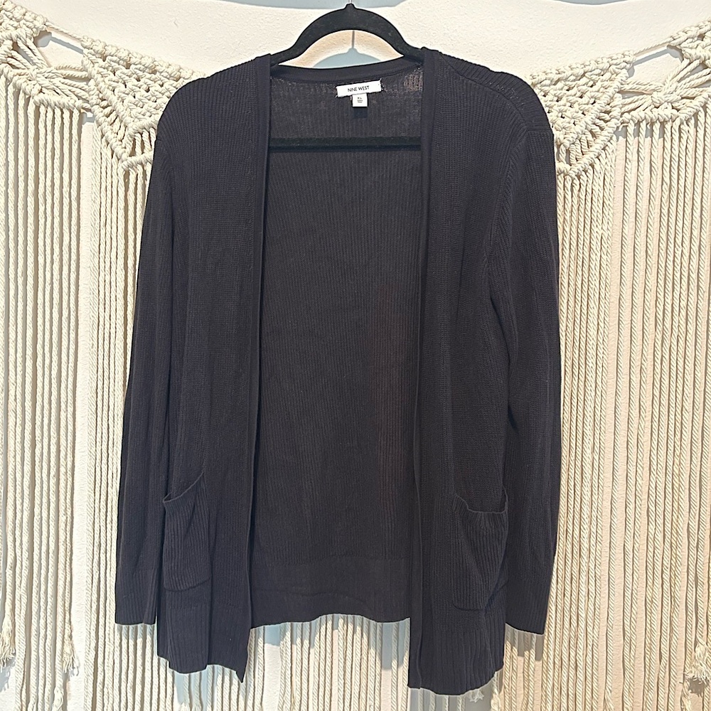 Nine West Old Money Ribbed Hanging Open Sweater Sz XL